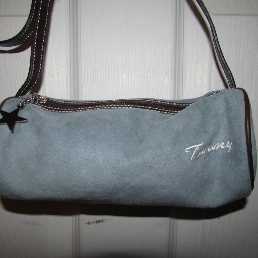 Tommy Hilfiger Blue Faux Suede Pouch